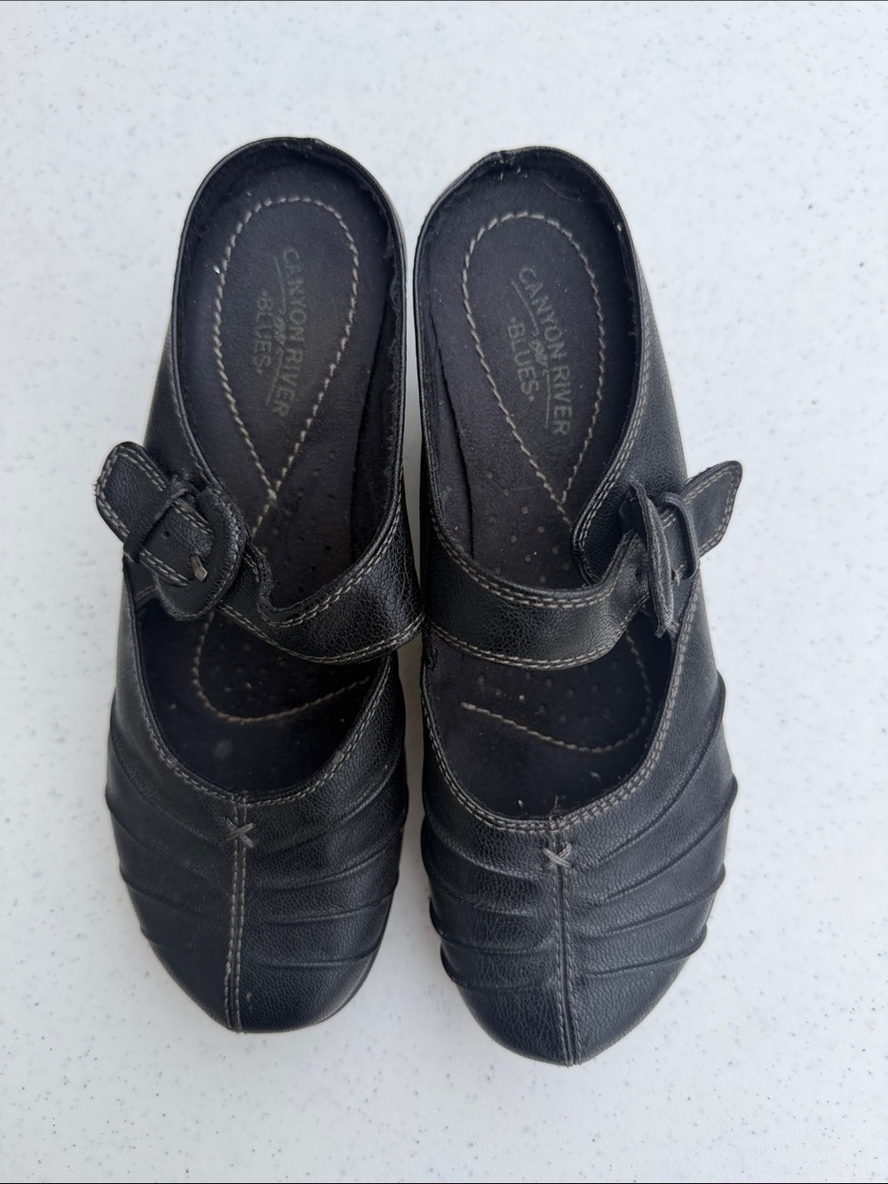 Canyon River Blues Black Mary Jane Clog Mules with Buckle Strap